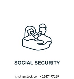Icono de Seguridad Social. Icono monocromo simple de reclutamiento para plantillas, diseño web e infografías
