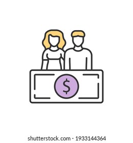 Social Security For Married Couple RGB Color Icon. Protection Against Economic Risks. Public Insurance Program. Financial Security. Illness, Unemployment Risk. Isolated Vector Illustration