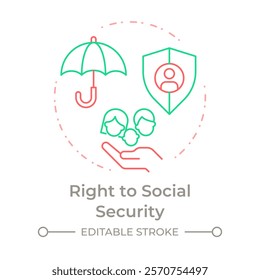 Social security right duo tone concept icon. Government finance, insurance policy. Round two color outline illustration. Abstract vector design. Easy to use in infographic, presentation