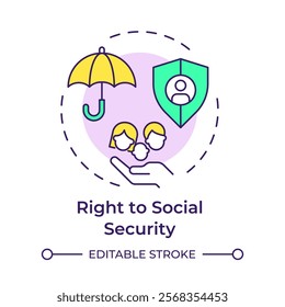 Social security right multi color concept icon. Government finance, insurance. Round shape line illustration. Abstract idea. Graphic design. Easy to use in infographic, presentation
