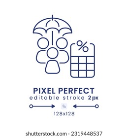 Social Security Tax linear desktop icon. Retirement income. Government benefits. Pixel perfect 128x128, outline 2px. GUI, UX design. Isolated user interface element for website. Editable stroke