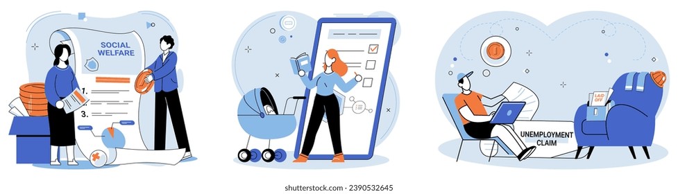 Social security. Vector illustration. Insurance coverage provides financial security and peace mind Confidence in social security programs fosters sense stability and trust Safeguarding well-being