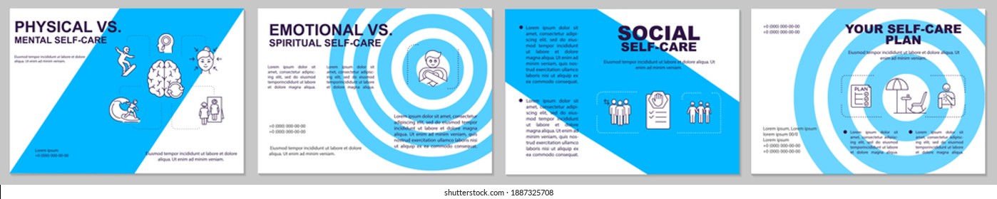 Social Self-care Brochure Template. Your Self Care Plan. Flyer, Booklet, Leaflet Print, Cover Design With Linear Icons. Vector Layouts For Magazines, Annual Reports, Advertising Posters