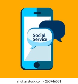 Social service, mobile media in flat style,, apps icon. Bubble speech. iPhone illustration