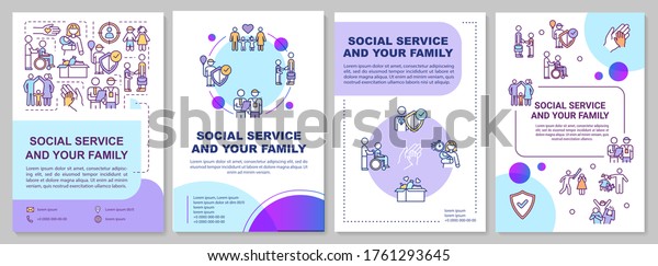Social service and your family brochure template.\
Youth welfare. Flyer, booklet, leaflet print, cover design with\
linear icons. Vector layouts for magazines, annual reports,\
advertising posters