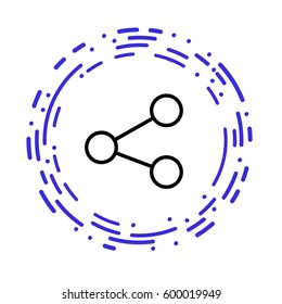 Social share sign isolated sign with lines around circle