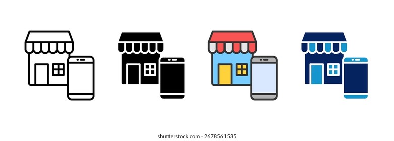 Social Shop Icon Set Multiple Style Collection