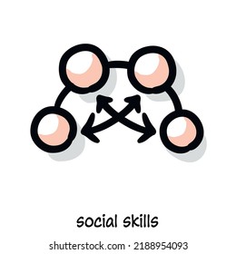
social skills scribing, sketchnoting visual note icon. Minimal vector illustration. Editable outline, color, shadows. Infographics doodle symbol