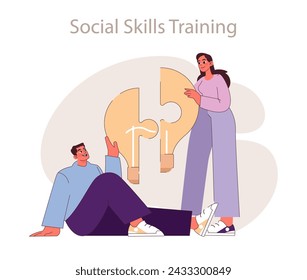 Social skills training concept. Engaging illustration of interactive learning for effective communication