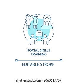 Social skills training concept icon. Treatment for ADHD in adults abstract idea thin line illustration. Interaction with people improvement. Vector isolated outline color drawing. Editable stroke