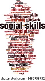 Social skills word cloud concept. Collage made of words about social skills. Vector illustration 