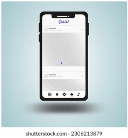 social, smartphone mockup, timeline, feed
