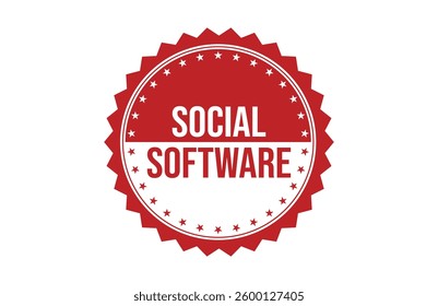 Social software red ribbon label banner.