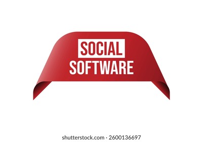 Social software red ribbon label banner.