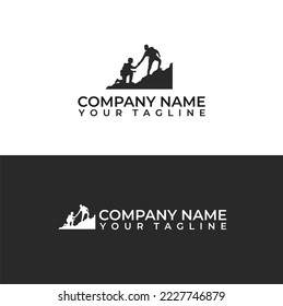 Social Solidarity friendship logo vector illustration template on black background, a man helping others to reach the top