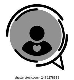 social speech bubble icon in grey scale isolated on white background.