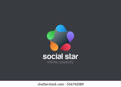 Social Star Logo design vector template.
Team partners friends social community Logotype concept icon.