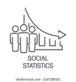 Social statistics. Vector linear icon isolated on white background