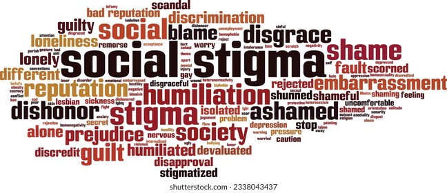 Social Stigma Wort Cloud Konzept. Collage bestand aus Wörtern über soziale Stigmatisierung. Vektorgrafik-Vektorgrafik