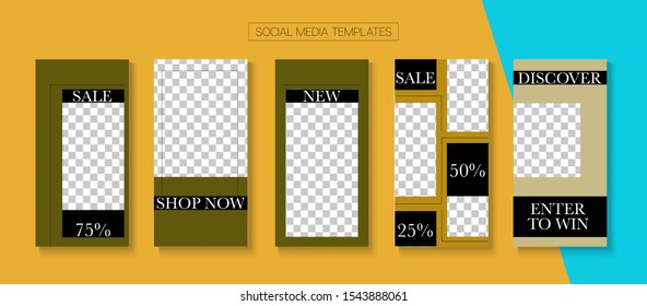 Social Stories Cool Vector Layout. Minimal Sale, New Arrivals Story Layout. Online Shop Rich VIP Invitation Phone. Blogger Modern Covers, Social Media Kit Template. Social Media Stories VIP Layout
