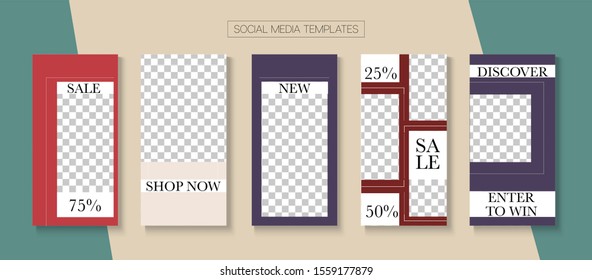 Social Stories Cool Vector Layout. Modern Sale, New Arrivals Story Layout. Blogger Funky Concept, Social Media Kit Template. Online Shop Elegant Graphic Mobile. Social Media Stories VIP Layout