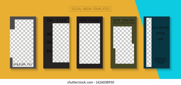 Social Stories Cool Vector Layout. Online Shop Graphic Invitation Advert. Blogger Simple Concept, Social Media Kit Template. Trendy Sale, New Arrivals Story Layout. Social Media Stories VIP Layout