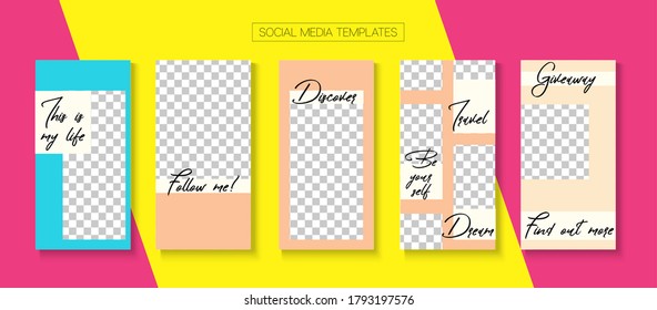 Historias Sociales Muy Genial Diseño Vector. Anuncio de Invitación Elegante de Tienda Online. Marco mínimo de blogger, plantilla de kit de medios sociales. Hipster Sale, Nueva Presentación De Historia De Llegadas. Diseño VIP de historias de medios sociales