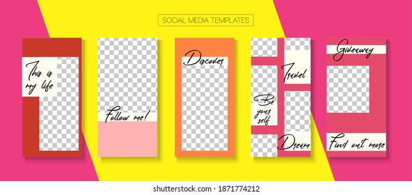 Social Stories Cool Vector Layout. Online Shop Luxury Graphic Brand. Blogger Trendy Design, Social Media Kit Template. Hipster Sale, New Arrivals Story Layout. Social Media Stories VIP Layout