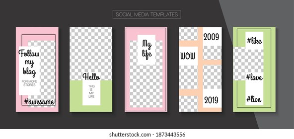 Social Stories Cool Vector Layout. Funky Sale, New Arrivals Story Layout. Blogger Hipster Frame, Social Media Kit Template. Online Shop Rich VIP Invitation Mobile. Social Media Stories VIP Layout