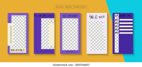 Social Stories Cool Vector Layout. Simple Sale, New Arrivals Story Layout. Blogger Tech Design, Social Media Kit Template. Online Shop Graphic Graphic Phone. Social Media Stories VIP Layout