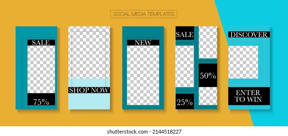 Social Stories Cool Vector Layout. Simple Sale, New Arrivals Story Layout. Blogger Tech Design, Social Media Kit Template. Online Shop Fashion Invitation Phone. Social Media Stories VIP Layout