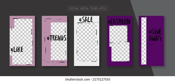 Historias Sociales Muy Genial Diseño Vector. Bloguero Hipster Frame, Plantilla de Kit de medios sociales. Venta Funky, Diseño De La Historia De Los Nuevos Llegados. Anuncio de Invitación de Lujo de Tienda Online. Diseño VIP de historias de medios sociales