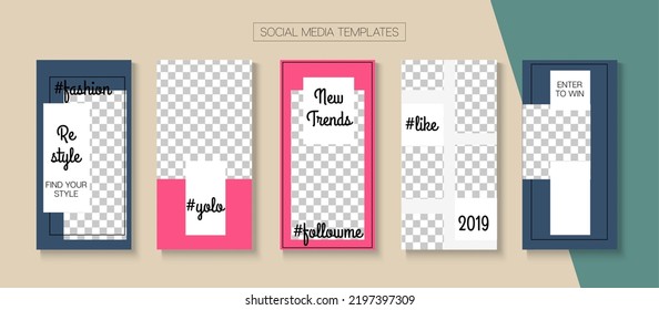 Historias Sociales Muy Genial Diseño Vector. Tarjetas Mínimas Para Blogueros, Plantilla De Kit De Medios Sociales. Hipster Sale, Nueva Presentación De Historia De Llegadas. Anuncio de invitación gráfica de tienda en línea. Diseño VIP de historias de medios sociales