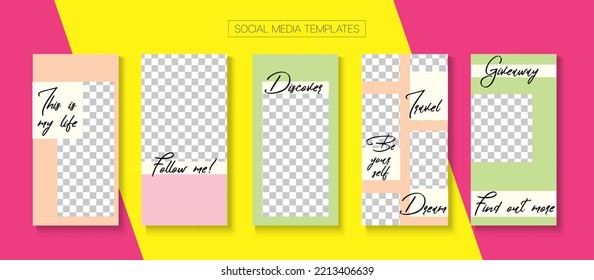 Social Stories Cool Vectorlayout. Minimaler Verkauf, neue Ankunft Storys Layout. Online Shop Polygon Einladung Marke. Blogger Modern Concept, Social Media Kit Template. VIP-Layout in sozialen Medien