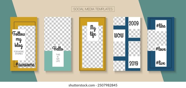 Social Stories Cool Vector Layout. Blogger Minimal Covers, Social Media Kit Template. Online Shop Elegant Invitation Mobile. Modern Sale, New Arrivals Story Layout. Social Media Stories VIP Layout