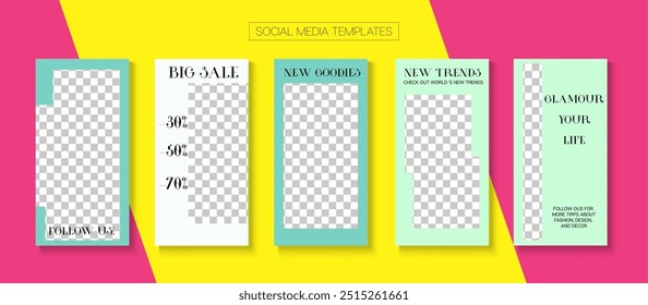 Social Stories Cool Vector Layout. Online Shop Graphic Graphic Mobile. Trendy Sale, New Arrivals Story Layout. Blogger Trendy Frame, Social Media Kit Template. Social Media Stories VIP Layout