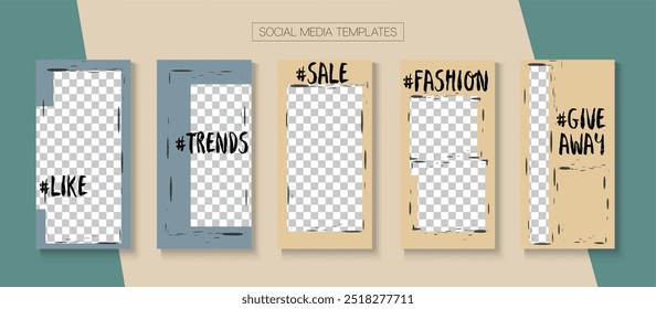 Social Stories Cool Vector Layout. Online Shop Luxury Graphic Mobile. Blogger Tech Covers, Social Media Kit Template. Minimal Sale, New Arrivals Story Layout. Social Media Stories VIP Layout