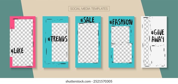 Social Stories Cool Vector Layout. Blogger Minimal Frame, Social Media Kit Template. Online Shop Luxury Graphic Brand. Tech Sale, New Arrivals Story Layout. Social Media Stories VIP Layout