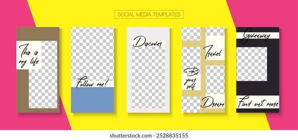 Social Stories Cool Vector Layout. Simple Sale, New Arrivals Story Layout. Blogger Minimal Covers, Social Media Kit Template. Online Shop Fashion Invitation Apps. Social Media Stories VIP Layout