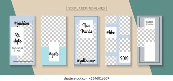 Social Stories Cool Vector Layout. Blogger Modern Border, Social Media Kit Template. Trendy Sale, New Arrivals Story Layout. Online Shop Graphic Graphic Phone. Social Media Stories VIP Layout