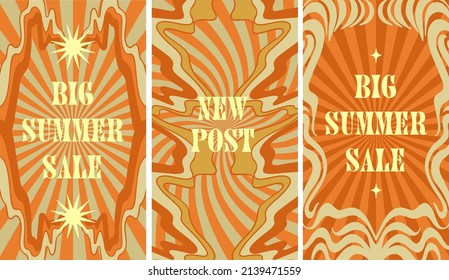 Social stories set abstract hippie  backgrounds with shapes and copy space for text, banners, cover design, social media