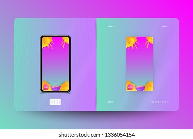 Social Stories template with special offer. Banner with color background and smartphone for internet sellers in internet. Flat vector illustration EPS10