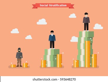 Social Stratification With Money. Vector Illustration