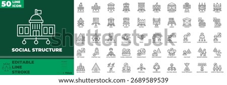 Social Structure Line Editable Icons set. Vector illustration in modern thin line style of Social Structure icons: structure, society, hierarchy, etc