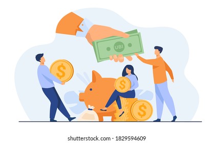 Social Support Concept. Residents Getting Basic Benefits From Government. Flat Vector Illustration Income, Charity, Financial Help, Poverty Reducing Concept