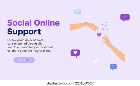 Social support. Hand banner. Web page. Vector graphics