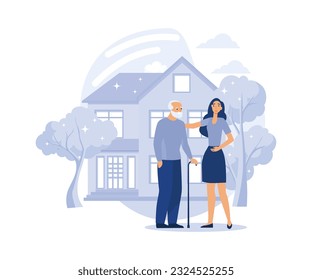 Social support for people in need, care for elderly,  voluntary services flat vector modern illustration