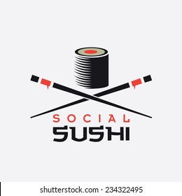 social sushi concept vector design template