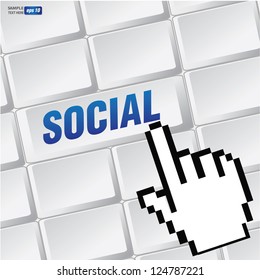 Social symbol on keyboard,vector