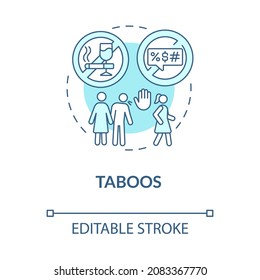 Social taboos blue concept icon. Wrong behavior in community. Person contravel culture rules, traditions abstract idea thin line illustration. Vector isolated outline color drawing. Editable stroke